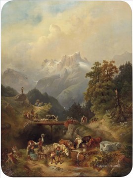 150の主題の芸術作品 Painting - ルドルフ・スウォボダ・イムタブリーブ・イム・ホッホゲビルゲの雄牛